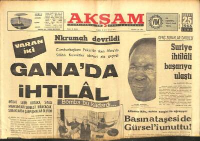 Akşam Gazetesi - 25 Şubat 1966 - Ganada İhtilal GZ99683 - 1