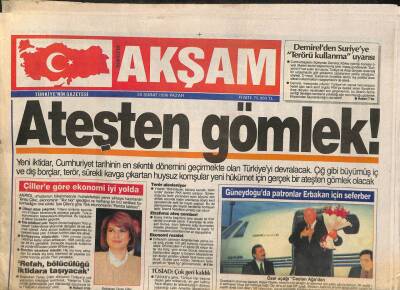 Akşam Gazetesi 25 Şubat 1996 - Güneydoğuda Patronlar Erbakan İçin Seferber GZ109729 - 1