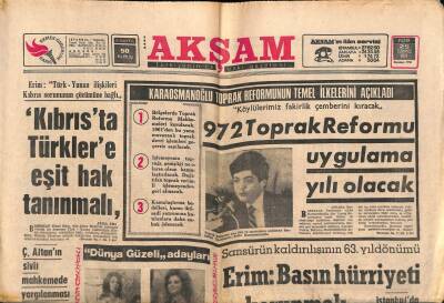 Akşam Gazetesi 25 Temmuz 1971 - Çetin Altanın Sivil Mahkemede Yargılanması Kesinleşti GZ92202 - 1