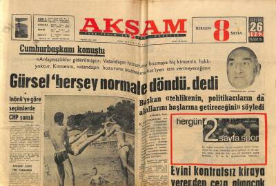 Akşam Gazetesi 26 Ağustos 1963 - Suphi Kaner İntihara Kalktı GZ74991 - 1