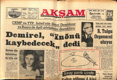 Akşam Gazetesi 26 Ağustos 1965 - Demirel , İnönü Kaybedecek Dedi GZ60423 - 2