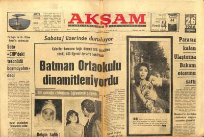 Akşam Gazetesi - 26 Ekim 1966 - Batman Ortaokulu Dinamitleniyordu GZ99709 - 1