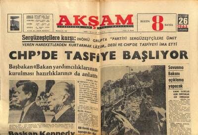 Akşam Gazetesi 26 Haziran 1963 - Başbakan Kennedy De Gaullee Çattı GZ87928 - 1