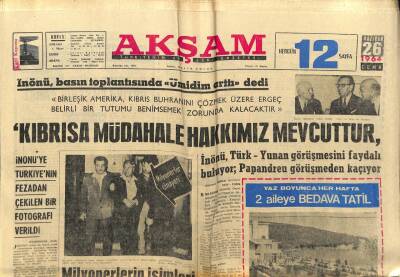 Akşam Gazetesi 26 Haziran 1964 - Türkiyede Sütyensin Bikini Giymek Yasak GZ97597 - 1