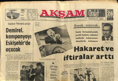 Akşam Gazetesi 26 Mayıs 1966 - Demirel , Kampanyayı Eskişehirde Açacak GZ60474 - 1