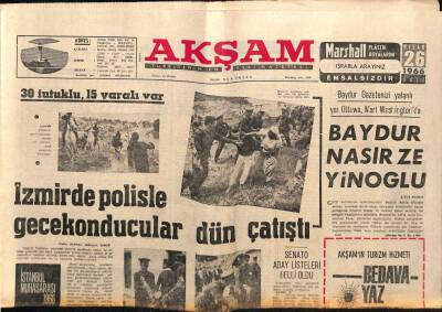 Akşam Gazetesi 26 Nisan 1966 - Amerikada Ermeniler Türkiye Aleyhine Nümayiş Yaptı - Bugün 3 Bin Lastik İşçisi Greve Başlıyor GZ92347 - 1