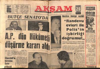Akşam Gazetesi 26 Ocak 1965 - Churchillin Törenine Satır Gidecek GZ87775 - 1