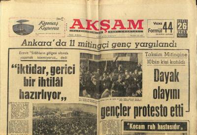 Akşam Gazetesi 26 Şubat 1968 - Ecevit İktidar Gerici Bir İhtilal Hazırlıyor GZ97781 - 1