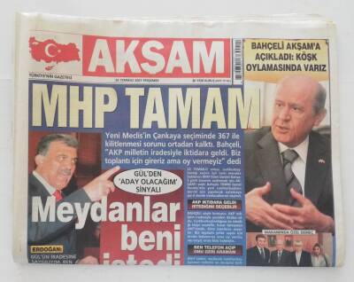 Akşam Gazetesi 26 Temmuz 2007 -Bahçeli Akşama Açıkladı Köşk Oylamasında Varız .- GZ45866 - 2