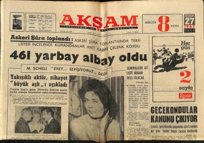 Akşam Gazetesi 27 Ağustos 1963 - Generallere Ait Liste Bugün Belli Olacak GZ74992 - 1