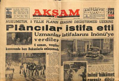 Akşam Gazetesi 27 Eylül 1962 - Plancılar İstifa Etti GZ66234 - 1