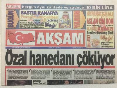 Akşam Gazetesi 27 Eylül 1994 - Özal Hanedanı Çöküyor GZ47994 - 1