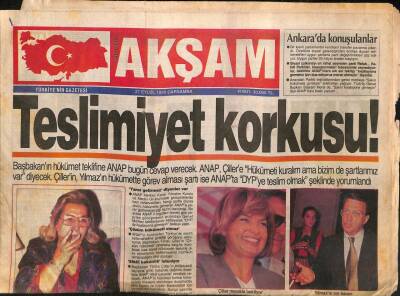 Akşam Gazetesi 27 Eylül 1995 - Semra Özal Politikayı Özledi GZ84756 - 1