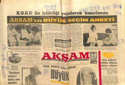 Akşam Gazetesi - 27 Haziran 1969 - İnönü Bayarın Evine Gidecek Büyük Randevu Yarın GZ99852 - 1