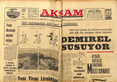 Akşam Gazetesi 27 Kasım 1965 - Demirel Susuyor GZ97839 - 1