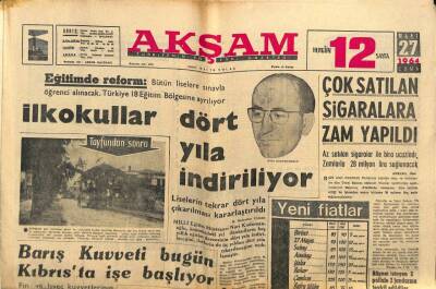 Akşam Gazetesi 27 Mart 1964 - Barış Kuvveti Bugün Kıbrısta İşe Başlıyor GZ87703 - 1