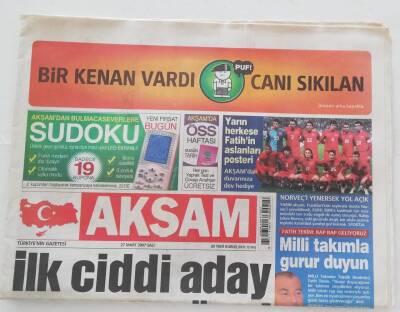 Akşam Gazetesi 27 Mart 2007 -Fatih Terim Rap Rap Geliyoruz , Milli Takımla Gurur Duyuyorum.- GZ45945 - 1