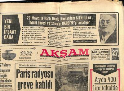 Akşam Gazetesi 27 Mayıs 1968 - Aybar Tek Kurtuluş Yolu Sosyalizmdir GZ87831 - 1