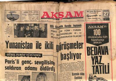 Akşam Gazetesi 27 Nisan 1965 - AP Grupu Dörtlü Önergeyi Bugün Müzakere Edecek GZ92331 - 1