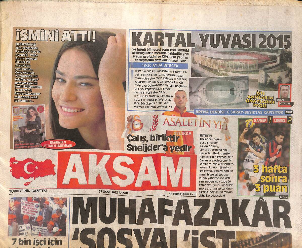 Akşam Gazetesi 27 Ocak 2013 - Muhafazakar Sosyal'ist - Cenk Eren Pür Neşe! - Şebnem Ferah Kaçtı! GZ137293 - 1