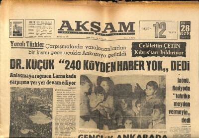 Akşam Gazetesi 28 Aralık 1963 - Boşanan Muhterem Nur Kurban Kesecek - Dr. Küçük 2440 Köyden Haber Yok dedi GZ92375 - 1