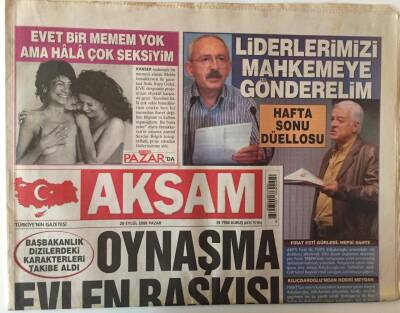 Akşam Gazetesi 28 Eylül 2008 - Başbakanlık Dizilerdeki Karakterleri Takibe Aldı GZ28524 - 1