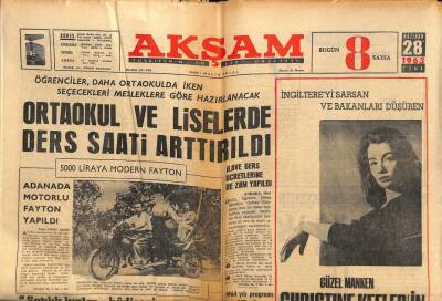 Akşam Gazetesi 28 Haziran 1963 - Christine Keeler Skandallarını Filmde Oynayacak GZ87811 - 1