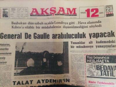 Akşam Gazetesi 28 Haziran 1964 - General De Gaulle Arabuluculuk Yapacak GZ97595 - 1