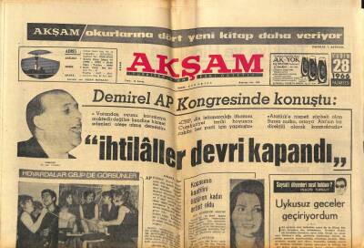 Akşam Gazetesi 28 Kasım 1966 - Demirel AP Kongresinde Konuştu İhtilaller Devri Kapandı GZ77225 - 1
