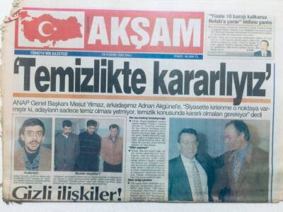 Akşam Gazetesi 28 Kasım 1995 - Mesut Yılmaz Temizlikte Kararlıyız GZ42707 - 1