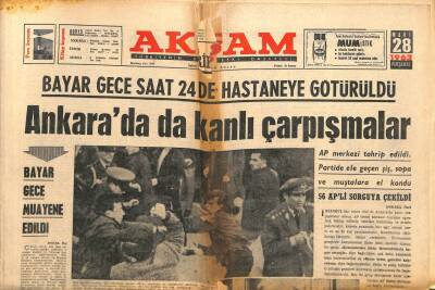 Akşam Gazetesi 28 Mart 1963 - Bayar Gece Saat 24de Hastaneye Götürüldü GZ102754 - 1