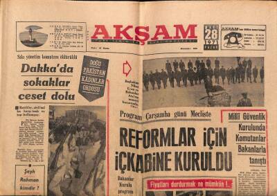 Akşam Gazetesi 28 Mart 1971 - Milli Güvenlik Kurulunda Komutanlar Bakanlarla Tanıştı GZ92205 - 1