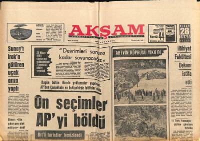 Akşam Gazetesi 28 Nisan 1968 - Sunayı Iraka Götüren Uçak Arıza Yaptı GZ92250 - 1