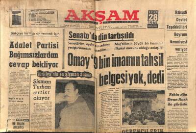 Akşam Gazetesi 28 Ocak 1965 - Huveyda İran Başbakanı Oldu GZ87834 - 1