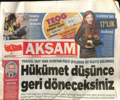 Akşam Gazetesi 28 Ocak 2014 - Hükümet Düşünce Geri Döneceksiniz GZ107452 - 1
