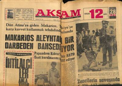 Akşam Gazetesi 28 Temmuz 1964 - Makarios Aleyhtarı Bir Darbeden Bahsediyor GZ77211 - 1