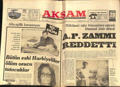Akşam Gazetesi 28 Temmuz 1966 - Bütün Eski Harbiyeliler Ölüm Orucu Tutacaklar GZ72262 - 2