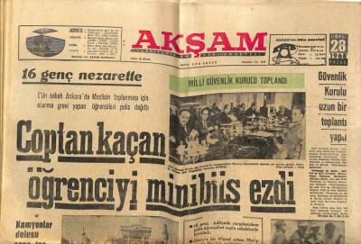 Akşam Gazetesi 28 Temmuz 1968 - Coptan Kaçan Öğrenciyi Minibüs Ezdi GZ97787 - 1