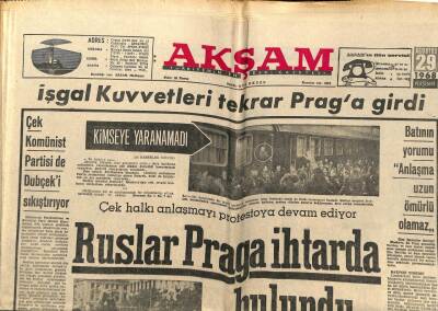 Akşam Gazetesi 29 Ağustos 1968 - Ruslar Praga İhtarda Bulundu GZ97742 - 1