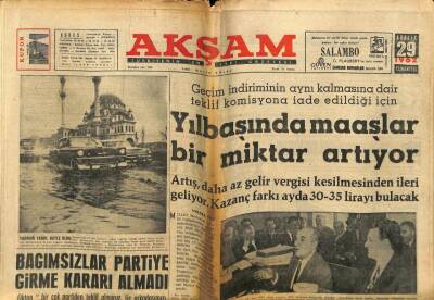 Akşam Gazetesi 29 Aralık 1962 - Yılbaşında Maaşlar Bir Miktar Artıyor GZ60626 - 1