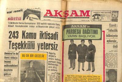 Akşam Gazetesi 29 Eylül 1968 - Bülent EcevitTefecilik İslamiyete Aykırıdır GZ97693 - 1