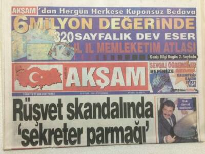 Akşam Gazetesi 29 Eylül 1994 - Rüşvet Skandalında Sekreter Parmağı GZ47993 - 1
