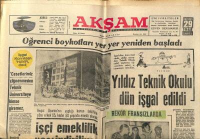 Akşam Gazetesi 29 Haziran 1968 - Öğrenci Boykotları Yer Yer Yeniden Başladı GZ97789 - 1