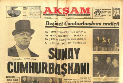 Akşam Gazetesi - 29 Mart 1966 - Cevdet Sunay Cumhurbaşkanı GZ99909 - 1
