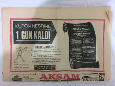 Akşam Gazetesi 29 Mart 1969 - Deprem Egeyi Beşik Gibi Salladı , 53 Ölü Var GZ73053 - 1