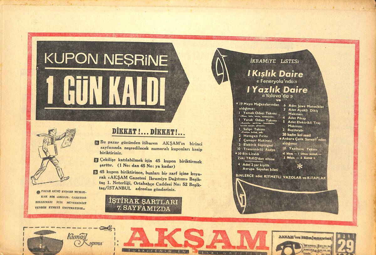 Akşam Gazetesi 29 Mart 1969 - Galatasaray Kulübü Yandı - Deprem Ege'yi Beşik Gibi Salladı - Galatasaray'lı Futbolcular Cumhurbaşkanı Maaşı Alıyor! GZ142614 - 1