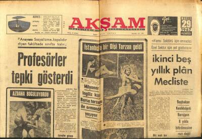 Akşam Gazetesi - 29 Mayıs 1967 - Profesörler Tepki Gösterdi GZ99825 - 1