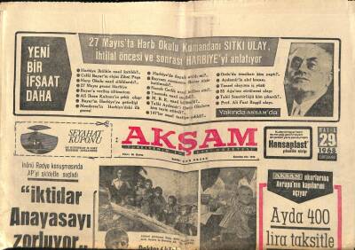 Akşam Gazetesi 29 Mayıs 1968 - Fransız Eğitim Bakanı Dün İstifa Etti GZ87906 - 1