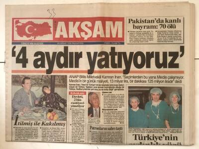 Akşam Gazetesi 29 Nisan 1996 - Pakistanda Kanlı Bayram 70 Ölü GZ7232 - 1