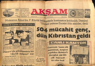 Akşam Gazetesi 29 Ocak 1966 - 504 Mücahit Genç , Dün Kıbrıstan Geldi GZ60409 - 1